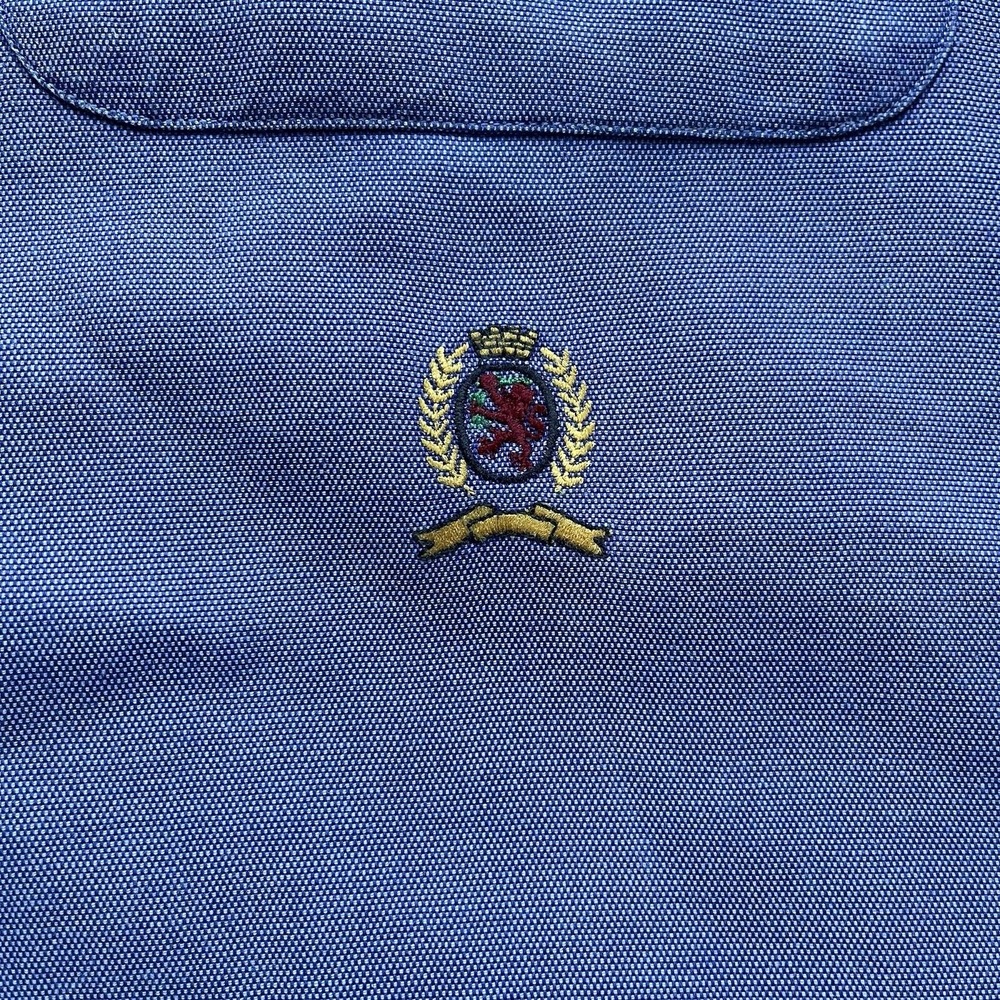 Tommy Hilfiger Button Shirt Men 17.5 34-35 Blue Cotton Oxford Crest Vintage - Picture 5 of 11